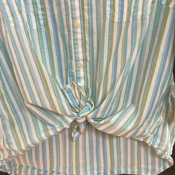 Jones New York blue, green and white striped top. Size 2X - Picture 5 of 9